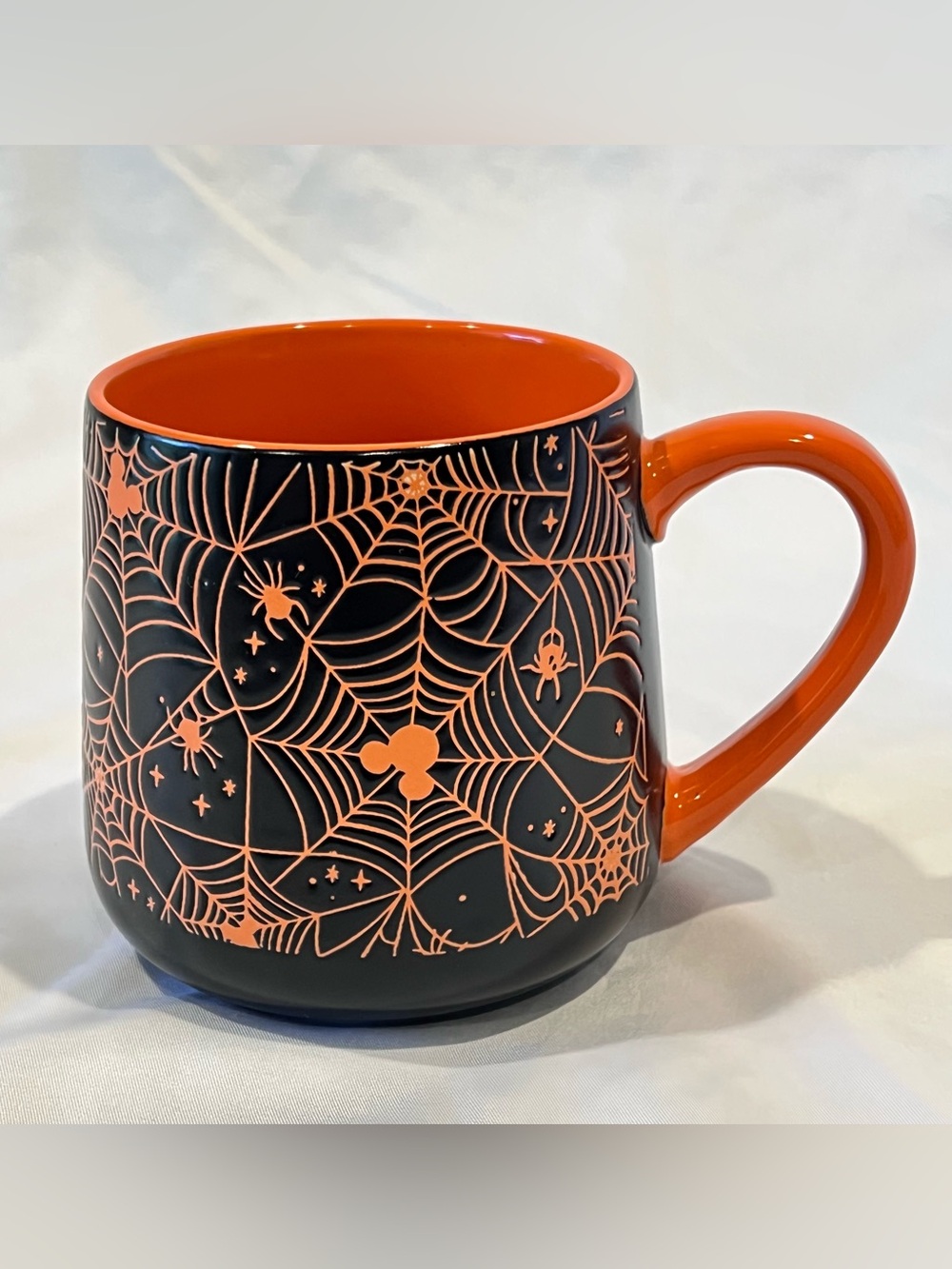 Disney Mickey Mouse Halloween Spiderweb Mug 14oz Zrike Black Orange